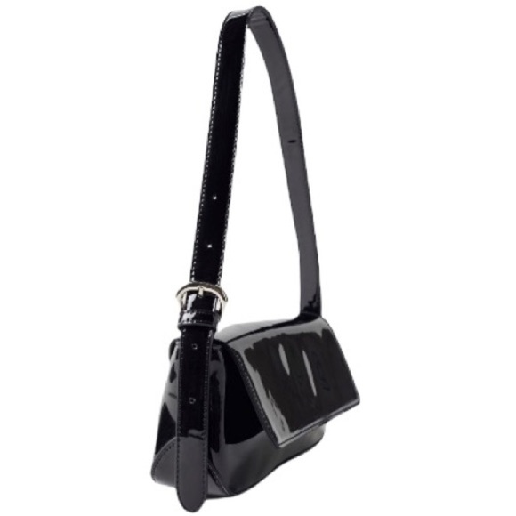 Urban Outfitters Black Patent Flap Baguette Bag NWT - Picture 1 of 6